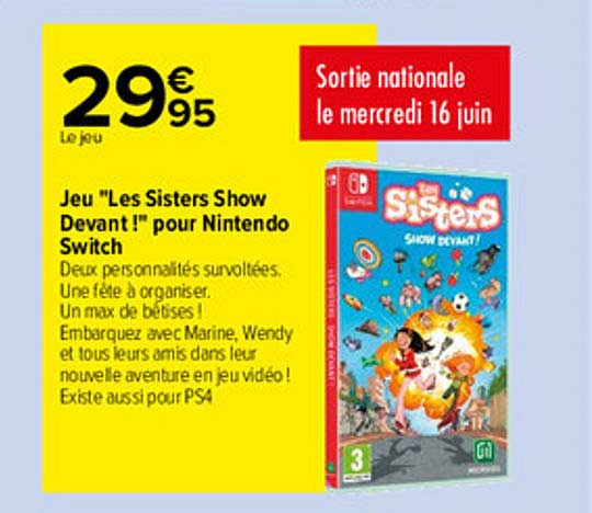 jeu "les sisters show devant !" pour nintendo switch