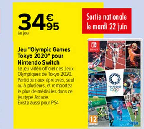 jeu "olympic games tokyo 2020" pour nintendo switch