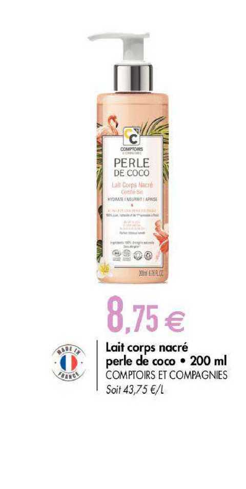 lait corps nacré perle de coco comptoirs et compagnies