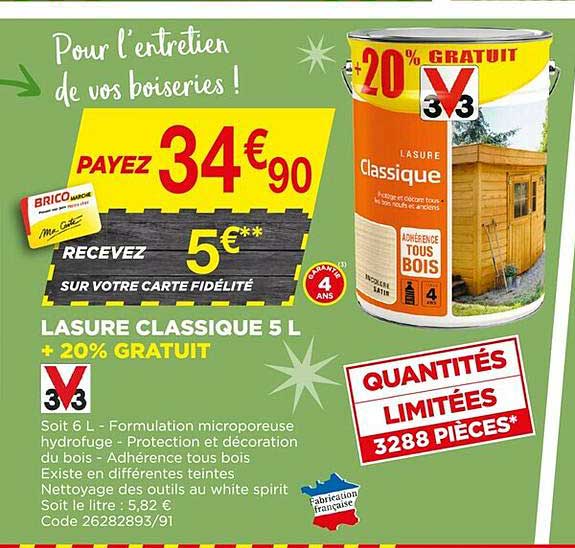 Lasure Classique 5 L + 20% Gratuit