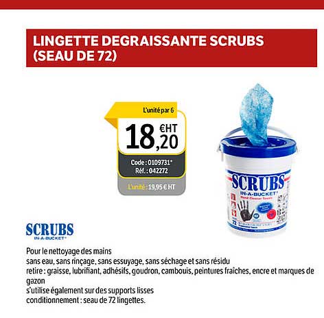 Lingette Degraissante Scrubs (seau De 72)