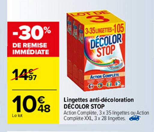 lingettes anti-décoloration décolor stop