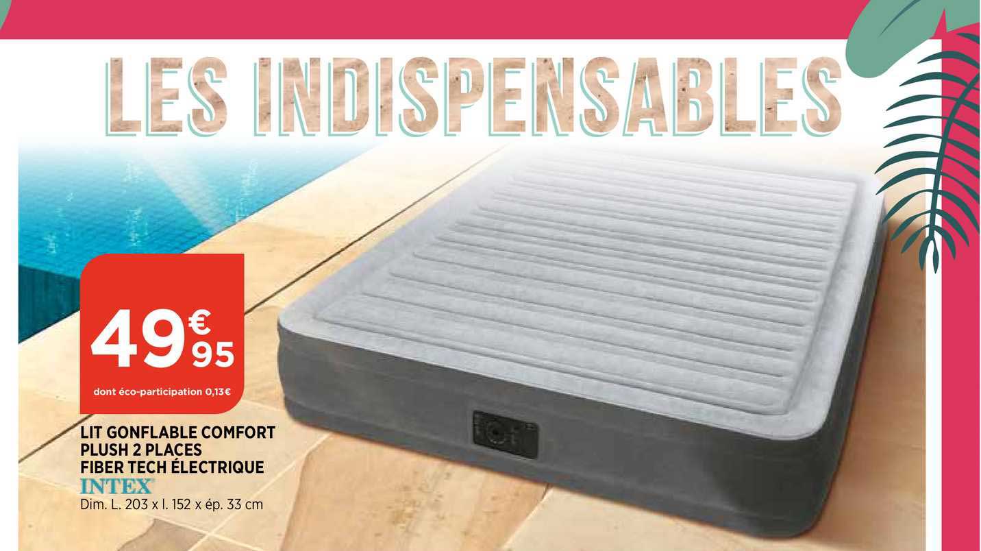 lit gonflable comfort plush 2 places fiber tech électrique intex