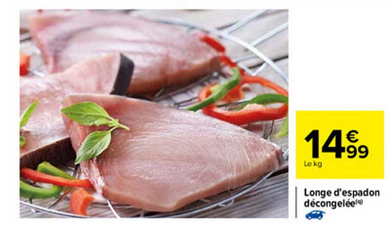 longe d'espadon décongelée