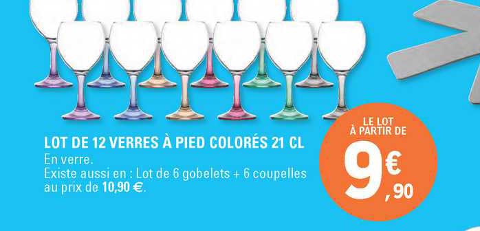 Lot De 12 Verres à Pied Colorés 21 Cl