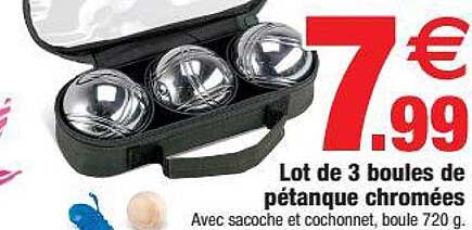 lot de 3 boules de pétanque chromées