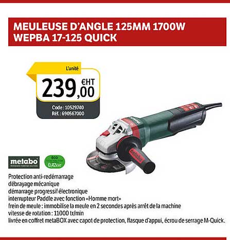 meuleuse d'angle 125mm 1700w wepba 17-125 quick