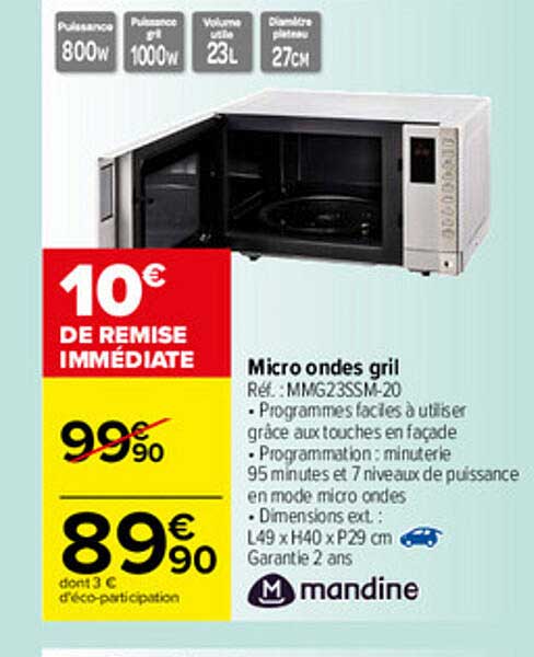 micro ondes gril mandine