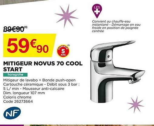 mitigeur novus 70 cool start