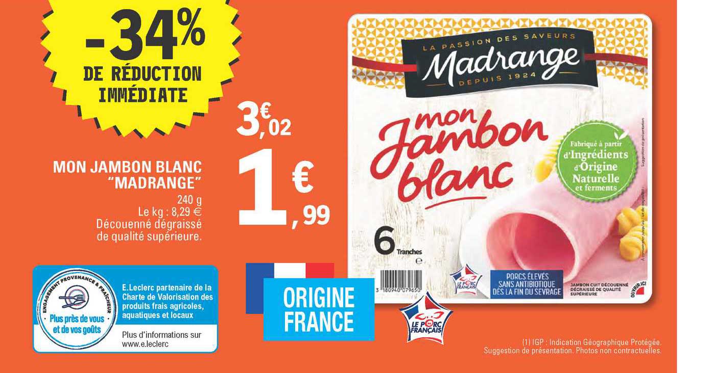 Mon Jambon Blanc "madrange" -34% De Réduction Immédiate