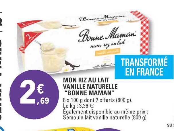 Mon Riz Au Lait Vanille Naturelle "bonne Maman"