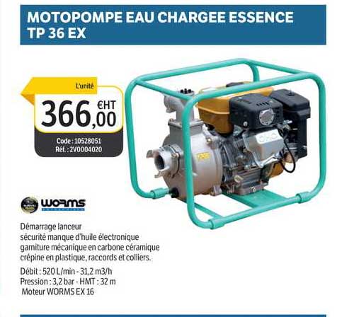 motopompe eau chargée essence tp 36 ex