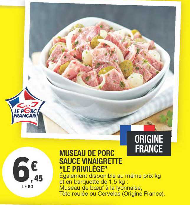 museau de porc sauce vinaigrette "le privilège