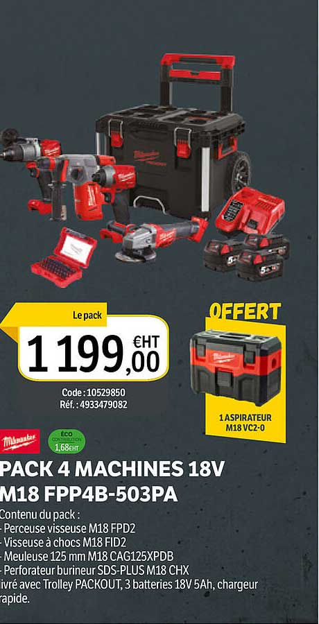 pack 4 machines 18v m18 fpp4b-503pa