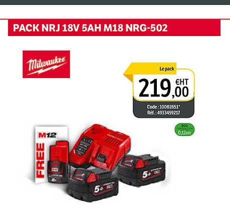 pack nrj 18v 5ah m18 nrg-502 milwaukee