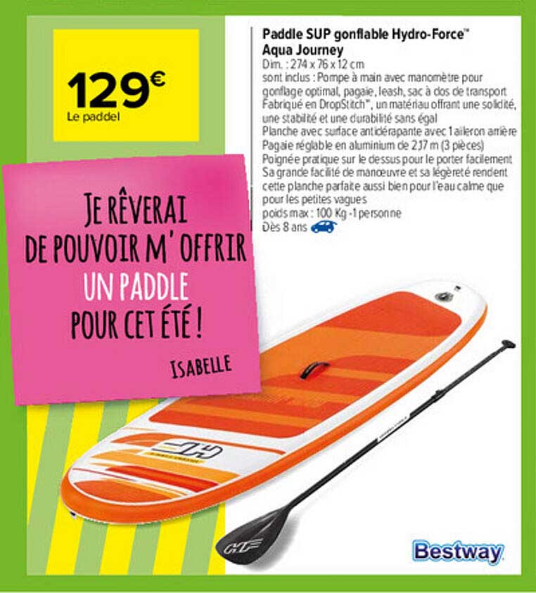 paddle sup gonflable hydro-force aqua journey bestway