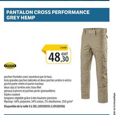 pantalon cross performance grey hemp