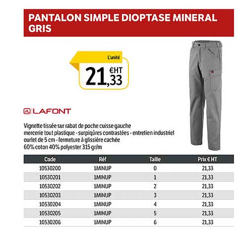 pantalon simple dioptase mineral gris