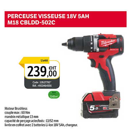 perceuse visseuse 18v 5ah m18 cbldd-202c