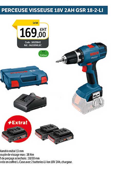 perceuse visseuse 18v gsr 18-2-li bosch