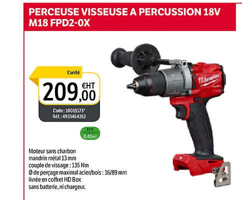 perceuse visseuse à percussin 18v m18 fpd2-ox