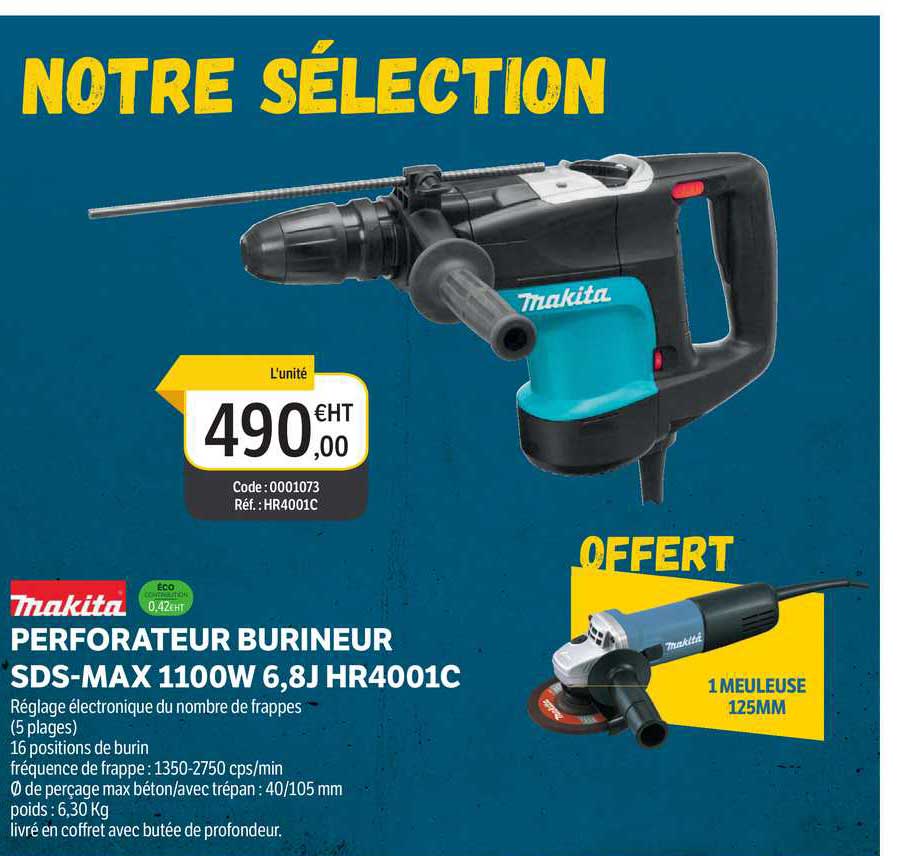 perforateur burineur sds-max 1100w 6,8j hr4001c makita