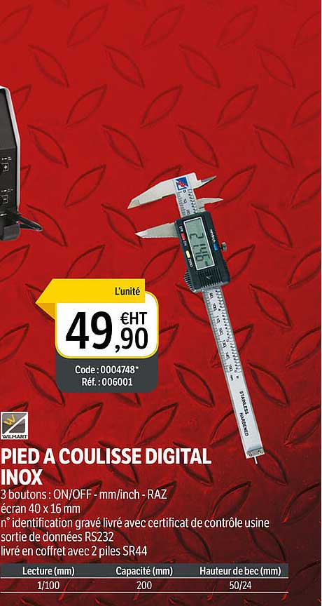 Pied à Coulisse Digital Inox