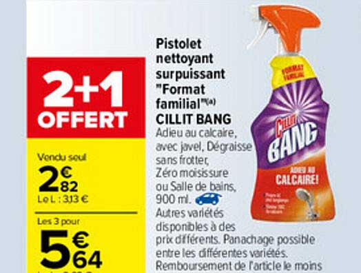 pistolet nettoyant surpuissant "format familial cillit bang