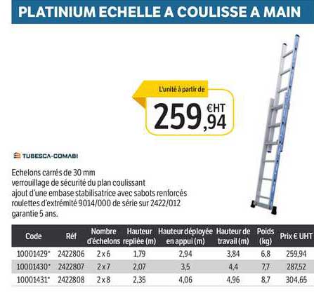 platinium échelle à coulisse à main