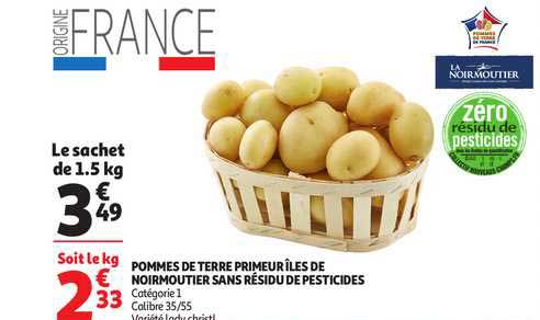 pommes de terre primeur îles de noirmoutier sans résidu de pesticides