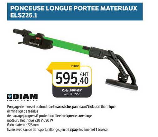 ponceuse longue portée matériaux els225.1 diam industries