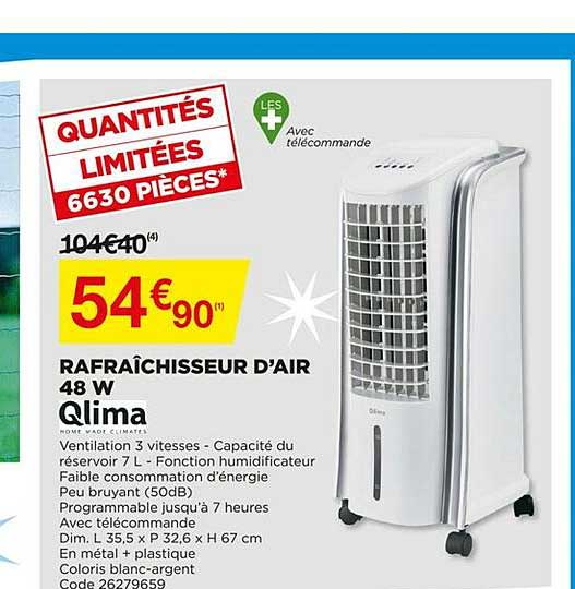 rafraîchisseur d'air 48 w qlima