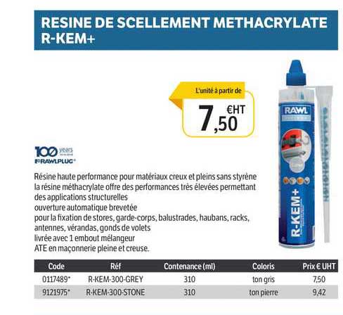 résine de scellement methacrylate r-kem+