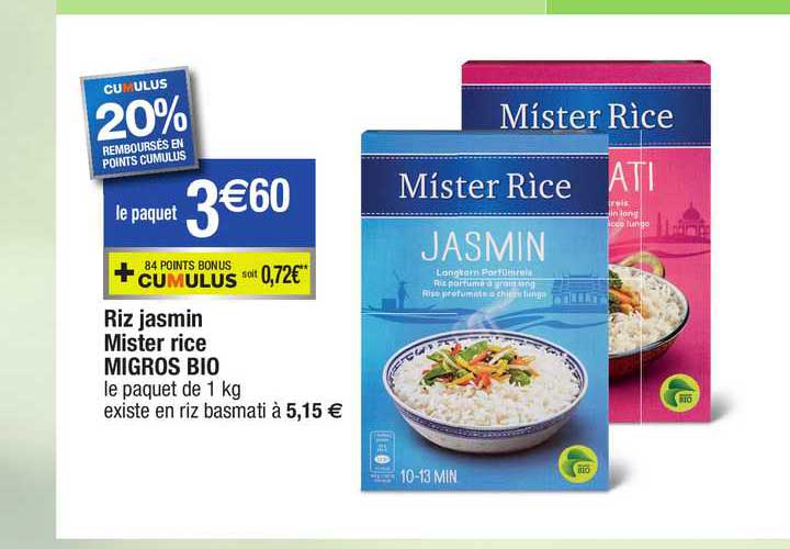 Riz Jasmin Mister Rice Migros Bio