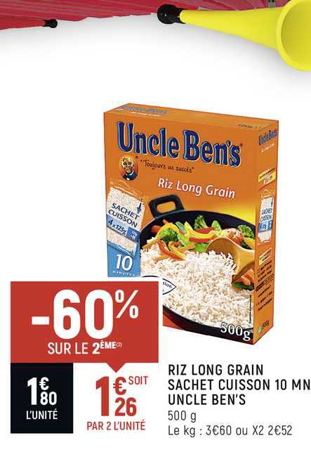 riz long grain sachet cuisson 10 mn uncle ben's