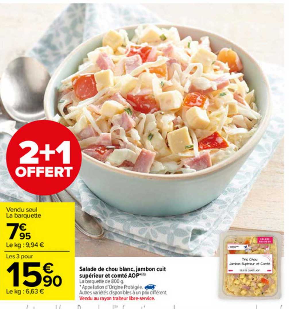 Salade De Chou Blanc, Jambon Cuit Supérieur Et Comté Aop