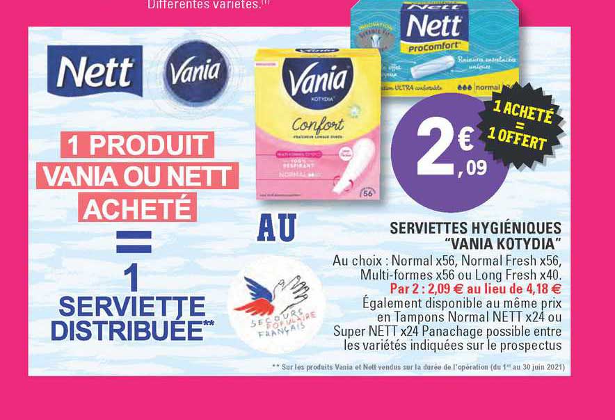 serviettes hygiéniques "vania kotydia" 1 acheté = 1 offert
