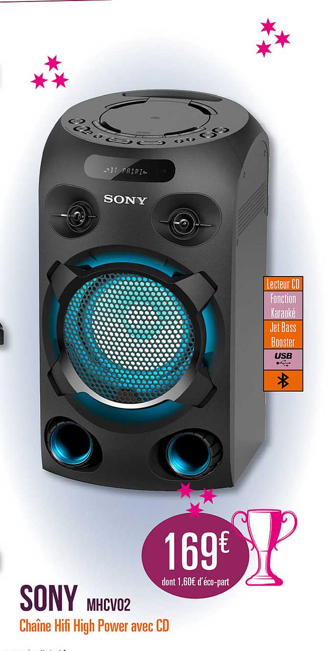 sony mhcv02 chaîne hifi high power avec cd