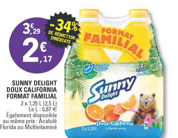 sunny delight doux california format familial -34% de réduction immédiate