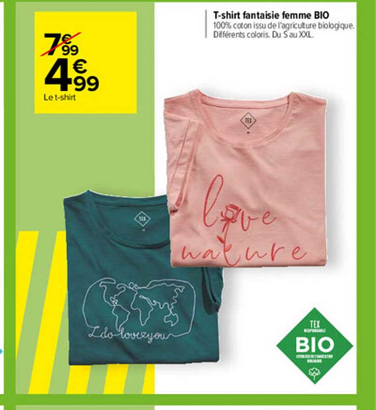 t-shirt fantaisie femme bio tex
