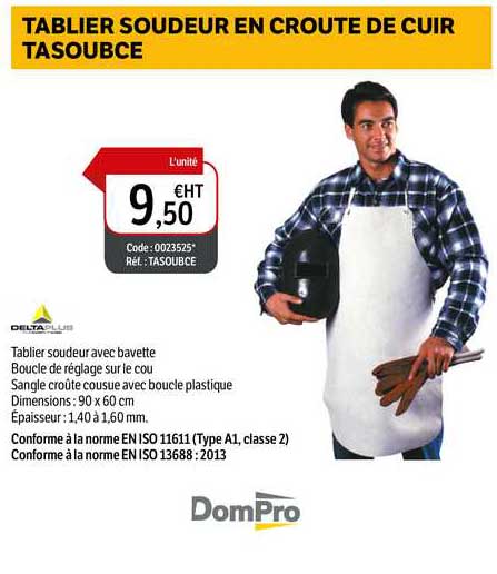 tablier soudeur en croute de cuir tasoubce