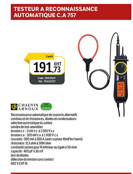 testeur à reconnaissance automatique c.a 757 chauvin arnoux