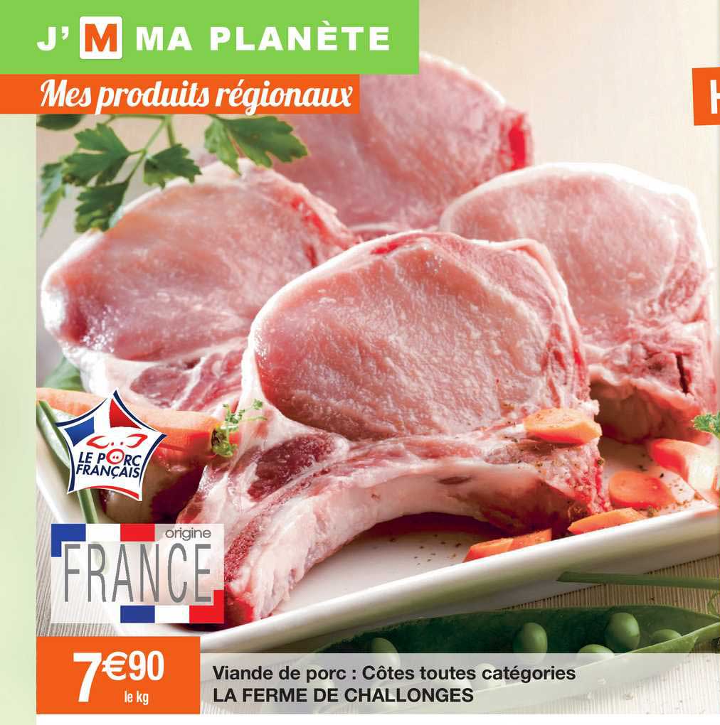 viande de porc : côtes toutes catégories la ferme de challonges