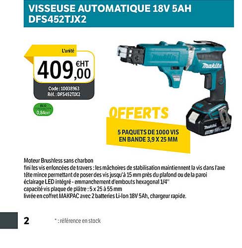 visseuse automatique 18v 5ah dfs452tjx2 makita