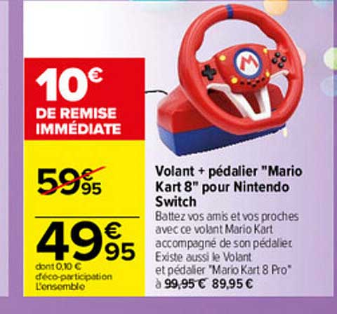Volant + Pédalier "mario Kart 8 Pour Nintendo Switch
