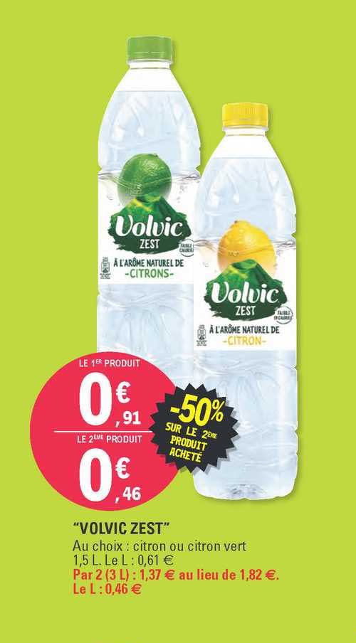 volvic zest -50% sur le 2ème produit acheté