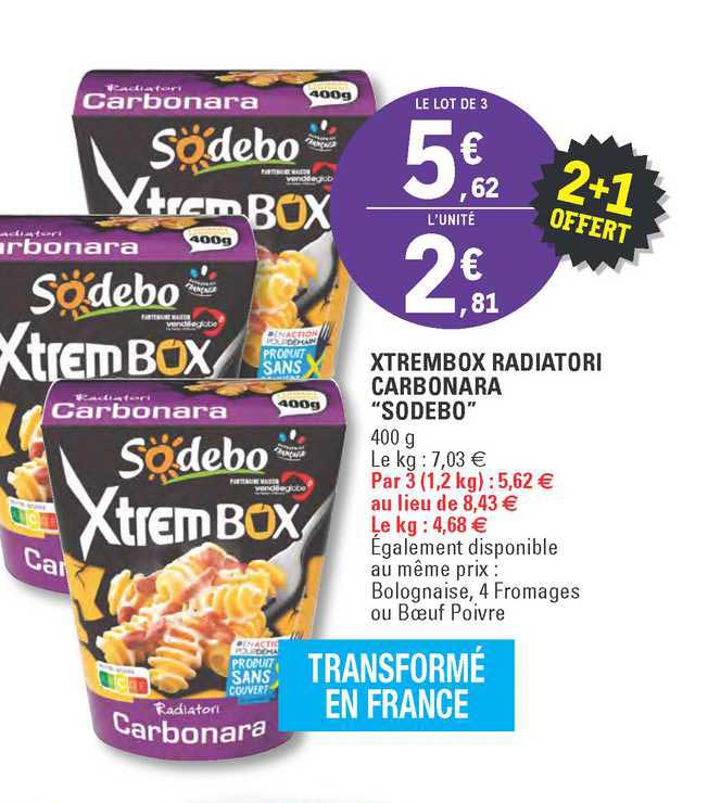 xtrembox radiatori carbonara "sodebo" 2+1 offert