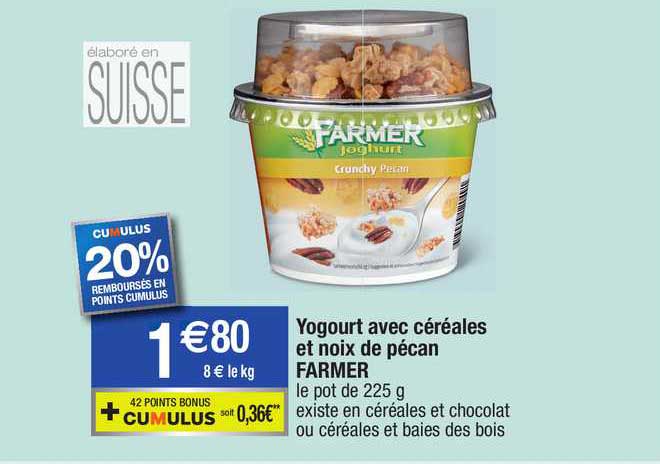 yogourt avec céréales et noix de pécan farmer