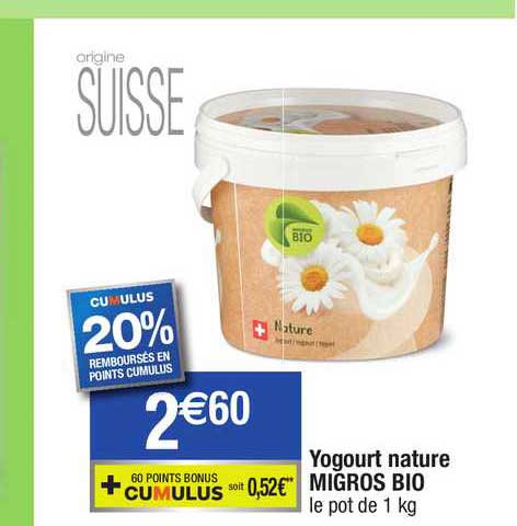 yogourt nature migros bio