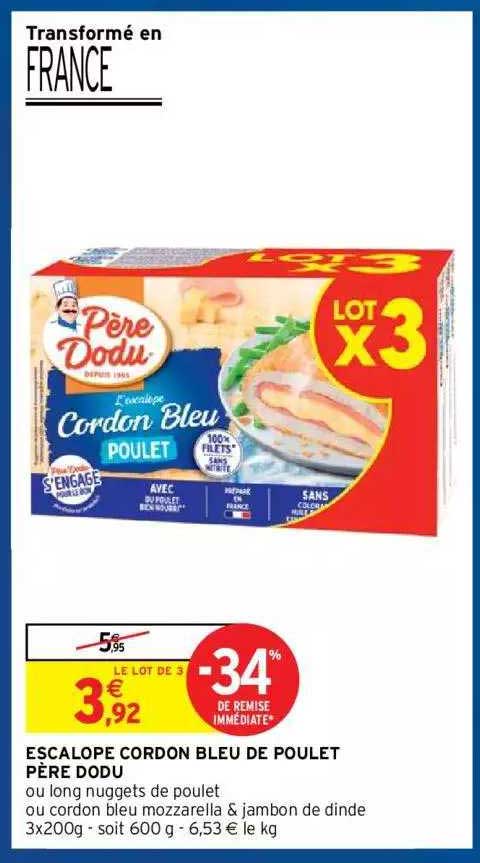 escalope cordon bleu de poulet père dodu